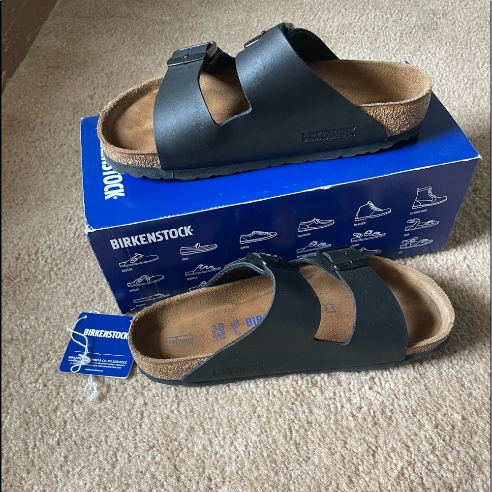 Black wide soft bed Arizona two strap Birkenstock